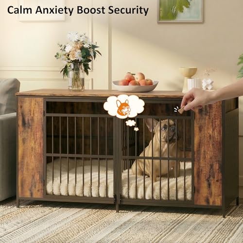 Dog Kennel Furniture for 2 Dogs – 63" Large Cage Extra Sturdy XXL Metal &, view 7