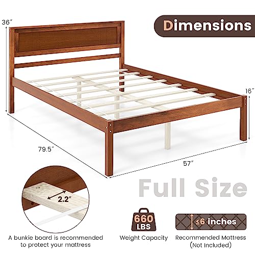 Full Size Wood Platform Bed Frame with Headboard, view 3