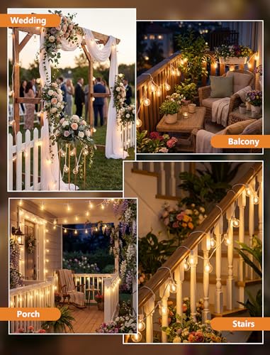 25Ft LED Outdoor String Lights, G40 Globe Patio String Lights Waterproof with 27 Shatterproof Bulbs, Hanging Outdoor Lights for Backyard Garden Bistro Wedding Party Christmas Decorations, White