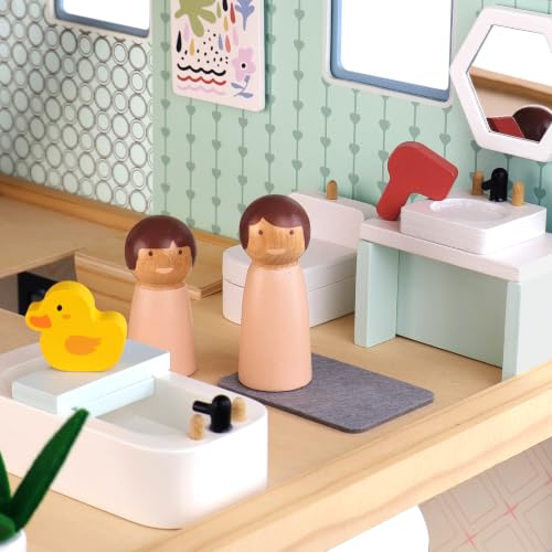 Large Dolhouse Furniture Set, Kids Dollhouse Accessories with Bedroom, Kitchen, Bathroom, Living Room & Kids Room, Montessori Pretend Play Doll House Toys for Kids Girls Boys Age 3+