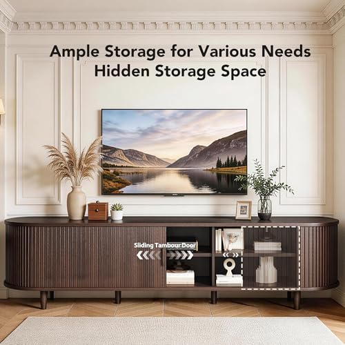 70" TV Stand with Sliding Doors for Living Room, view 4