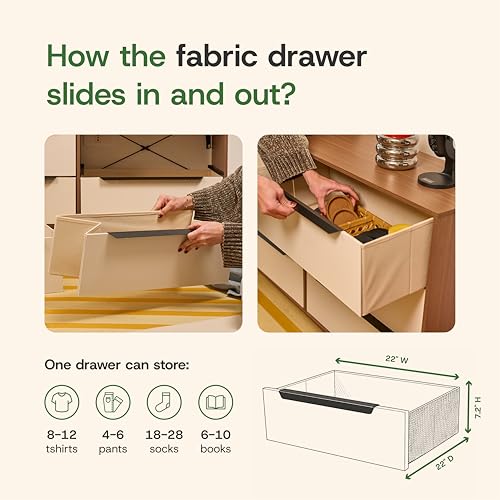 Lira Premium 6-Drawer Fabric Dresser, Engineered Wood Frame, view 6