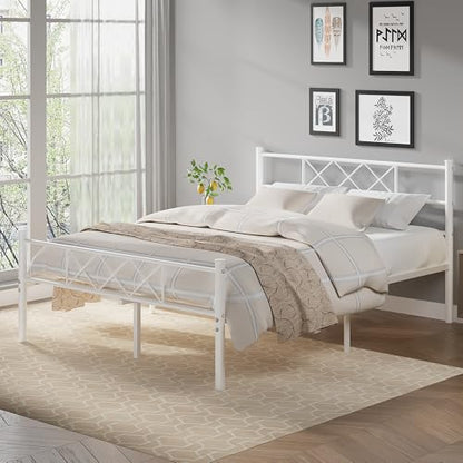 Full Size Bed Frame with Headboard, Heavy Duty Bedframe with Strong Metal Slats, view 5