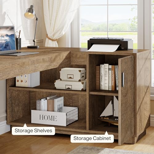 L-Shaped Desk with Storage Cabinet, view 7