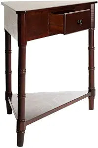 SAFAVIEH Furniture - Gomez 1-Drawer Corner Table - Dark Cherry - Solid Wood - Classic Corner Storage Design - Ideal for Entryway, Living Room, Home Office, 33.1"W x 17.3"D x 28"H (AMH5709D)