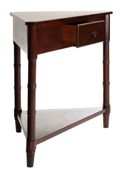 SAFAVIEH Furniture - Gomez 1-Drawer Corner Table - Dark Cherry - Solid Wood - Classic Corner Storage Design - Ideal for Entryway, Living Room, Home Office, 33.1"W x 17.3"D x 28"H (AMH5709D)