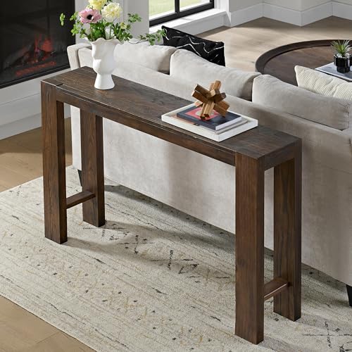 Classic Solid Wood Console Table - 56 Inch Modern Farmhouse Entryway Table - Easy Assembly Living Room Furniture for Behind The Couch, Entryway, or Hallway (Brown)