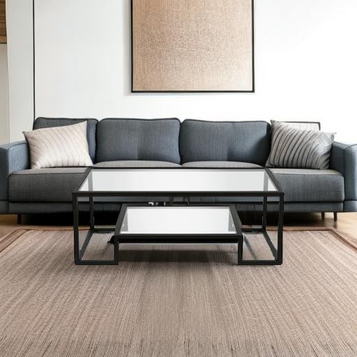 45" Wide Rectangular Coffee Table in Blackened Bronze, Modern coffee tables for living room, studio apartment essentials