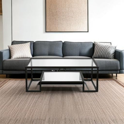 45" Wide Rectangular Coffee Table in Blackened Bronze, Modern coffee tables for living room, studio apartment essentials