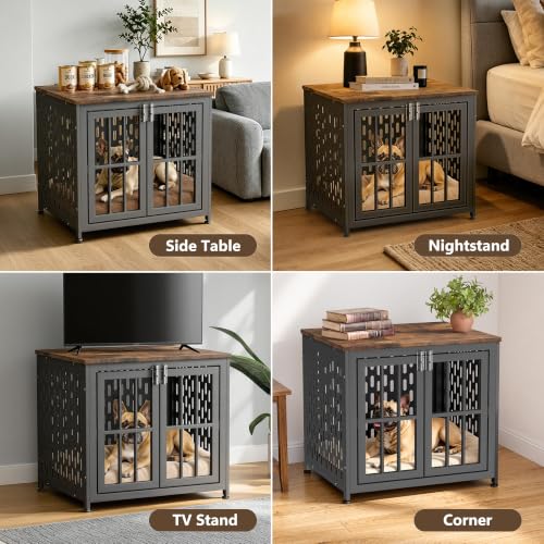Heavy Duty Dog Crate Furniture 26 inch for Small Dogs, Aged Black, view 8