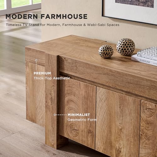 70" Modern Farmhouse TV Stand for TVs up to 80 Inch, Light Knotty, view 5