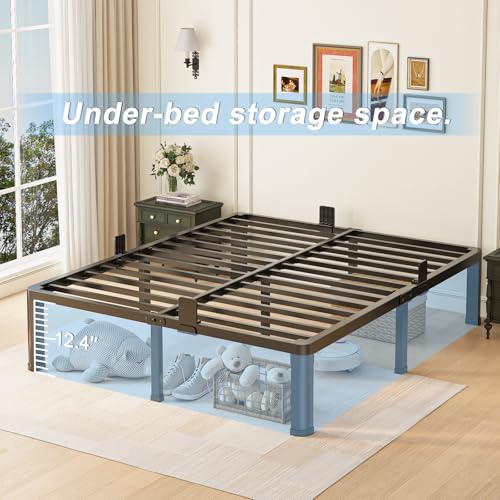 14 inch Full Size Bed Frame with Round Corner Legs Mattress Slide Stopper, view 5