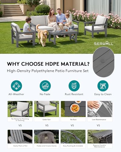 HDPE Outdoor Patio Furniture Set with Coffee Table