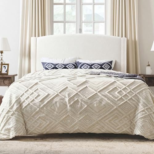 Soft Teddy Fabric Bed Frame Queen Size, Curved Headboard, White, view 2