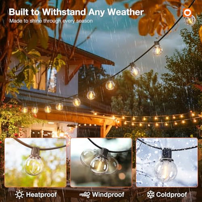 200FT Outdoor String Lights G40 with Remote Control, Dimmable Patio Globe LED Lights Waterproof Shatterproof, Hanging Outside Lighting for Backyard, Garden, Deck, Balcony, Porch, Café, Bristo