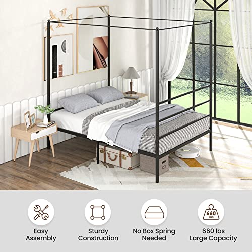 Full Size Metal Canopy Bed Frame, view 8