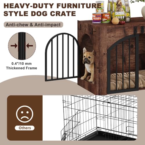 31.5'' Wood Dog Crate Furniture for Small/Medium Dogs, Rustic Brown, view 4