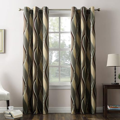 Intersect 2-Pack Ogee Print Semi-Sheer Grommet Curtain Panel Pair