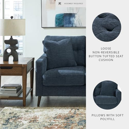 Signature Design by Ashley Bixler Classic Tufted Loveseat with Removable Cushions, Blue