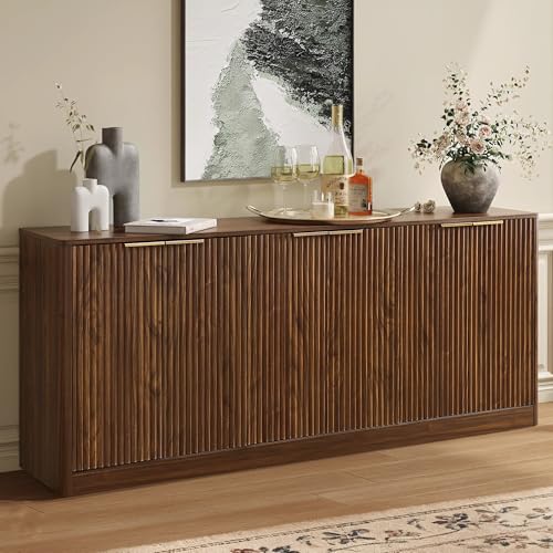 67" Fluted Buffet Cabinet Sideboard with Storage, Large Credenza with 6 Doors, view 4