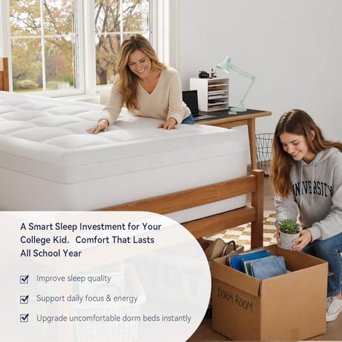 Twin XL College Dorm Essentials 3 Inch Memory Foam Mattress Topper, view 7
