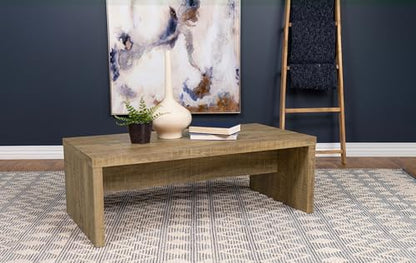 Coaster Home Furnishings Wooden Coffee Table w/ Side Panels & Center Brace, Mango Wood - Modern Rectangular Living Room and Bedroom Furniture for House and Apartment