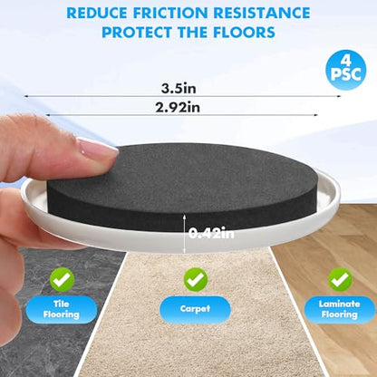 Furniture Lifter Tool + 8-Pack of 3.5" Sliders, Save 80% Effort, Safely and Easily, The Lift and Glide Tool Set for Heavy Furniture and Appliances, Reusable Moving Pads, Floor Protectors for Carpet