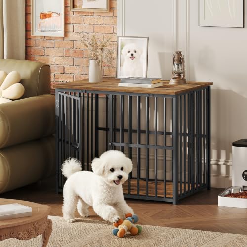 Foldable Dog Crate Furniture, 27.6" Dog Kennel for Dogs, No Assembly, view 3