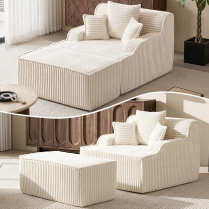 Oversized Chaise Lounge Chair Indoor, Corduroy Boneless Couch Sofa Bed, view 2