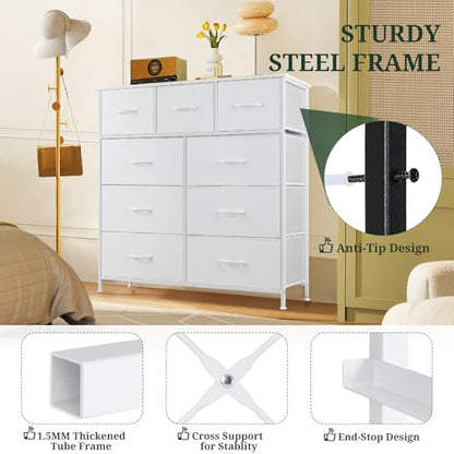 9-Drawer Dresser for Bedroom, Anti-Tip Tall Storage Organizer, view 5
