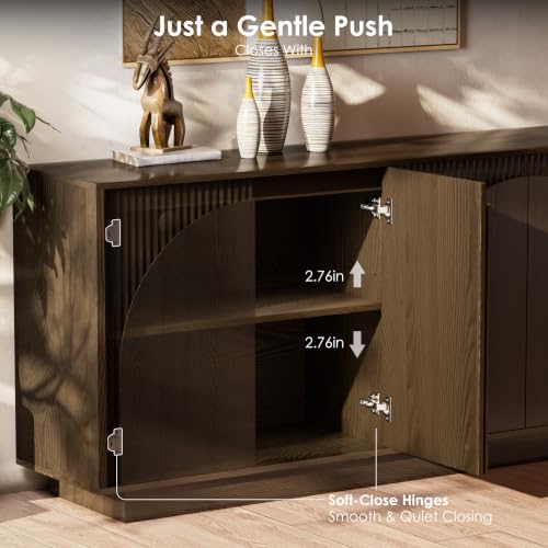 65.35" Walnut Sideboard Buffet Cabinet with Storage, view 5