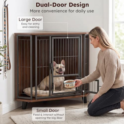 33inch Corner Dog Crate Furniture for Small Dogs with 2 Door, view 4