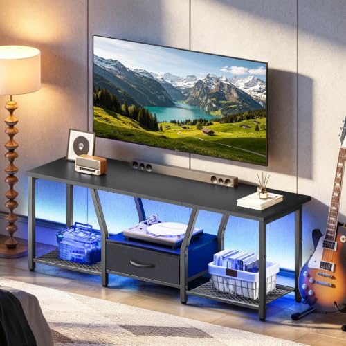 TV Stand with LED Lights for TVs up to 55 Inches, Black, view 5
