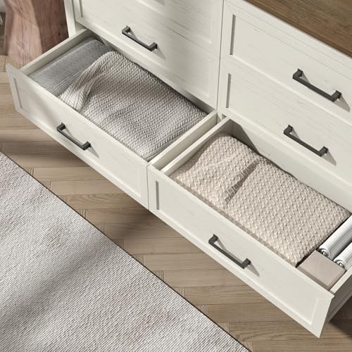 Farmhouse 6 Drawers Dresser for Bedroom, Antique White, view 7