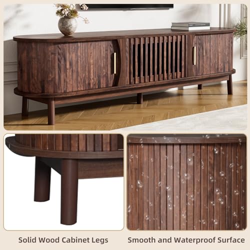 67" Modern Farmhouse TV Stand for 75" TVs, Dark Brown Media Console, view 6