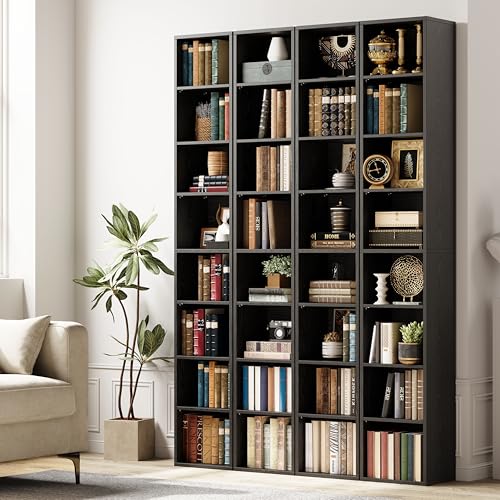 Tall Narrow Bookshelf 8 Tiers 71in Set of 2, Compact Corner Bookcase, Easy to Match for Living Room, Office, Study, Bedroom