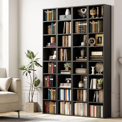Tall Narrow Bookshelf 8 Tiers 71in Set of 2, Compact Corner Bookcase, Easy to Match for Living Room, Office, Study, Bedroom