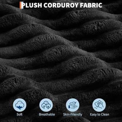 60" Oversized Corduroy Chaise Lounge Chair,Black Indoor Sleeper Sofa, view 7