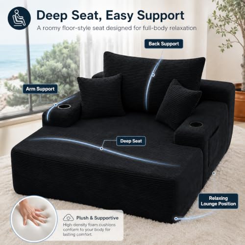 65.4" Boneless Cloud Couch Sofa, Corduroy Upholstered Loveseat in a Box, view 8