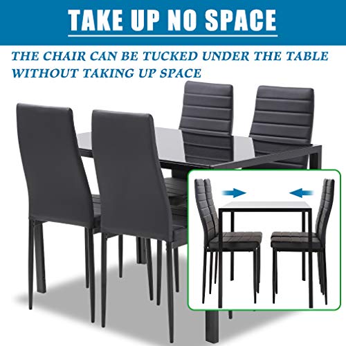 | 5-Piece Dining Table Set | Black | Glass Kitchen Table, view 6