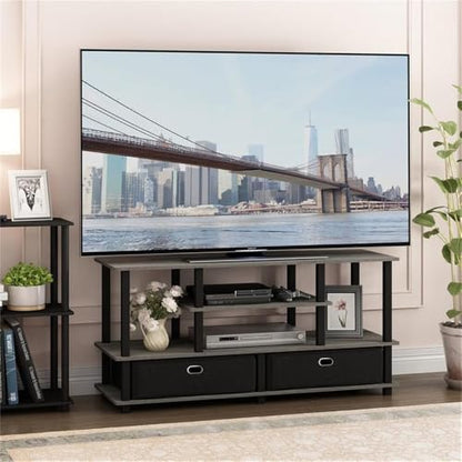JAYA Large Stand for up to 55-Inch TV, French Oak, 47. 63(W) x 15. 55(H) x 22. 79(D) Inches., Grey/Black
