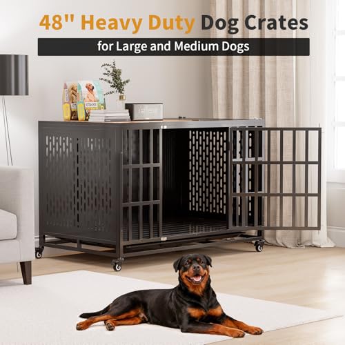 48" Heavy Duty Dog Crate Furniture, Wooden Dog Crates for Large and Medium Dogs, view 4