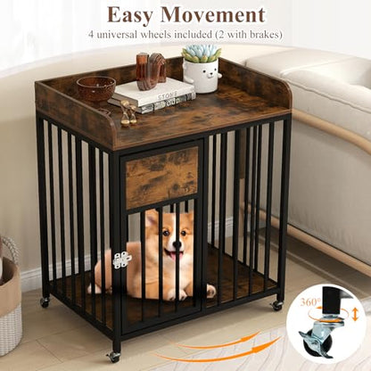 Dog Crate Furniture with Wheels, 33-inch Tall Dog Kennel Furniture, view 7