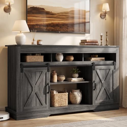 TV Stand Farmhouse Wood Shelf, view 2