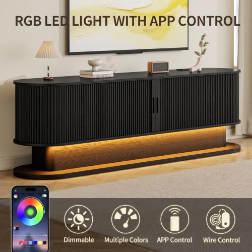 70" Fluted TV Stand with Power Outlet for TVs up to 80", view 4