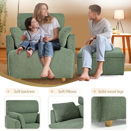Oversized Accent Chair with Storage Ottoman, Lounge Armchair with 2 Arm Pillows, view 8