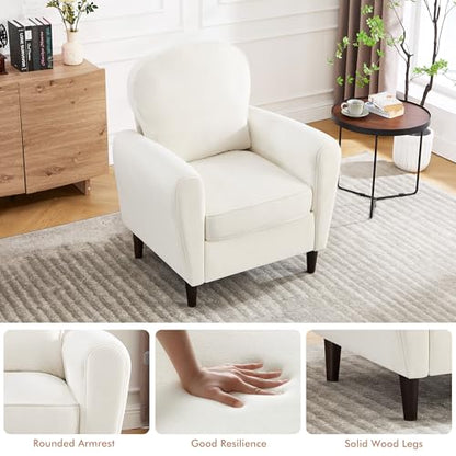 Accent Chair Set of 2, Beige Mid Century Modern Comfortable Cushioned Chair, view 4