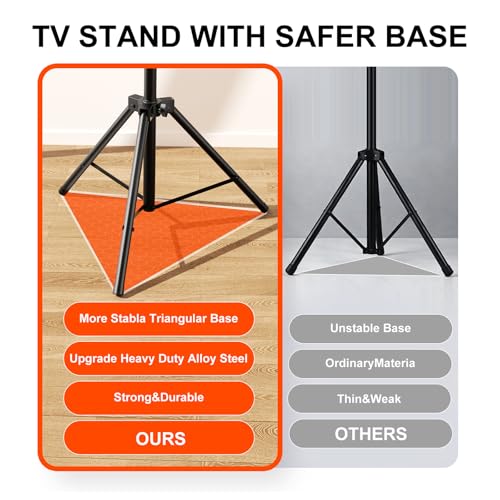 Tripod TV Stand,Outdoor TV Stand for 30-75 inch TVs, Adjustable Height Portable TV Stands with Safety Design, up to 88 lbs, Max VESA 600x400mm, Black(VC-Z1918)