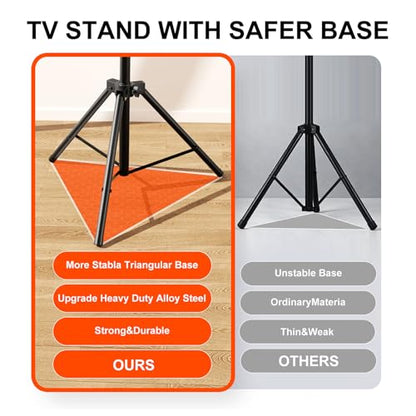 Tripod TV Stand,Outdoor TV Stand for 30-75 inch TVs, Adjustable Height Portable TV Stands with Safety Design, up to 88 lbs, Max VESA 600x400mm, Black(VC-Z1918)