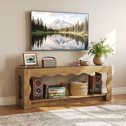 TV Stand for 65 Inch TV, Wooden Entertainment Center with Storage Cabinets, view 2